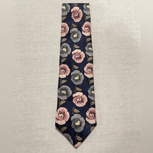 Exchange Unlimited Floral Tie in Navy and Pink